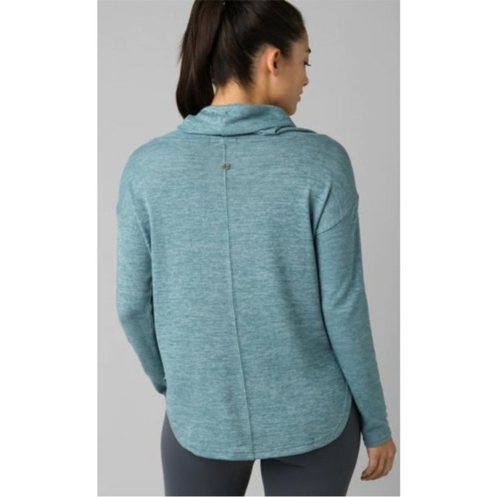 Prana Women's Mistic Well Tunic Top Pullover Tencel/Modal Small Mirage Blue Cowl - Picture 2 of 11